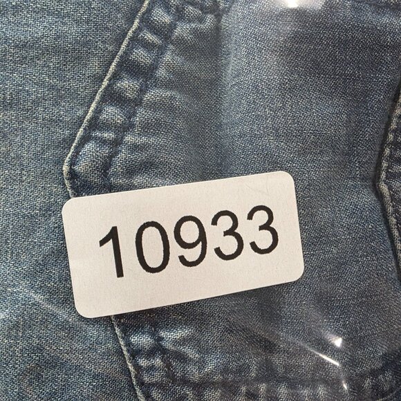 Womens Chicos Rhinestone Embellished Collar Denim Shirt Button Up Cotton Size 0 - Picture 7 of 8